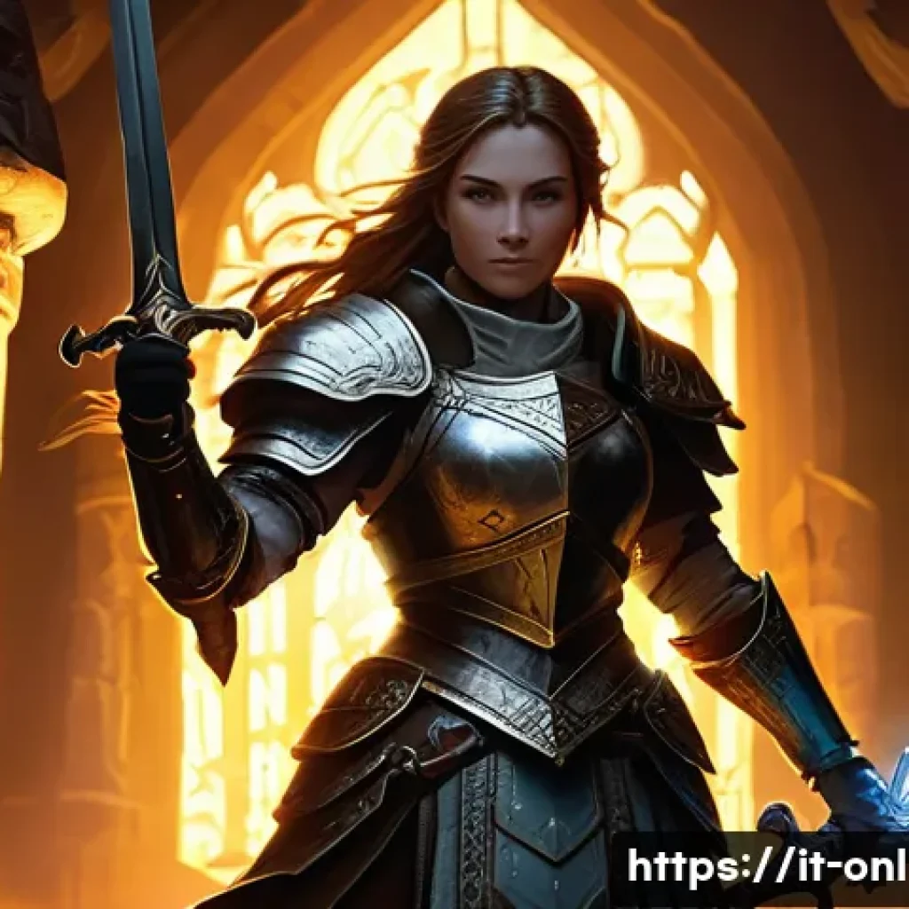 던전앤파이터 초창기 아이템 - **The Thrill of the Legendary Drop in a Perilous Dungeon**
    A heroic female adventurer, clad in h...