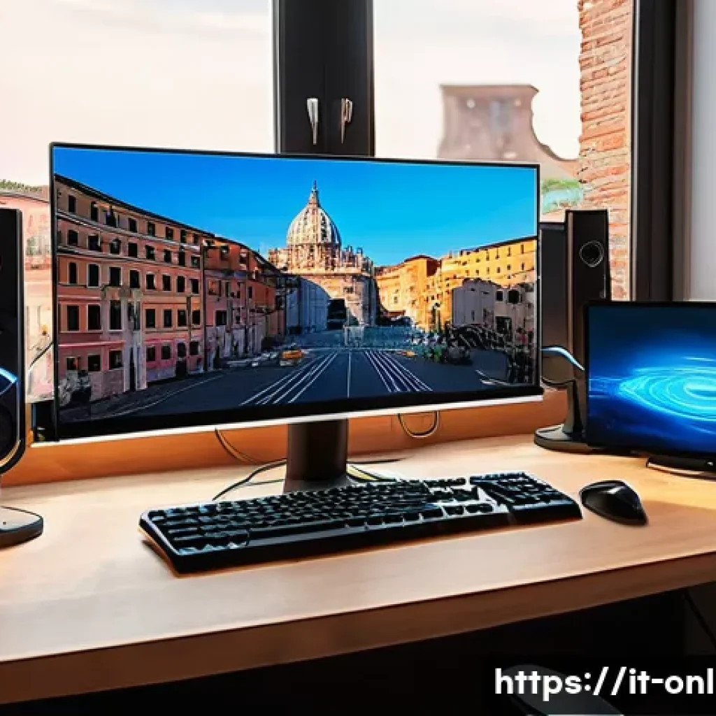 배틀넷 클라이언트 문제 해결 - A detailed digital art scene of a modern gaming setup in a cozy Italian apartment, featuring a sleek...