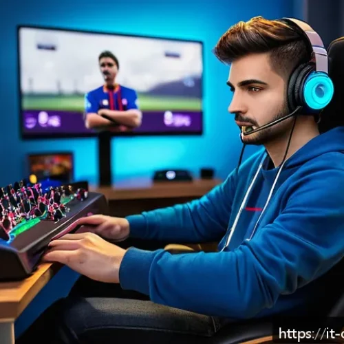 Home 30 게임 스트리밍 플랫폼 비교 - A vibrant digital art scene depicting a popular game streaming setup in Italy, featuring a young mal...